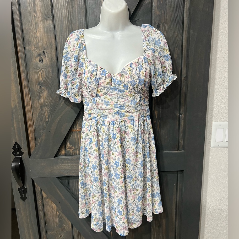 Evolutionary Dress Floral White Mini Dress Medium cottage core